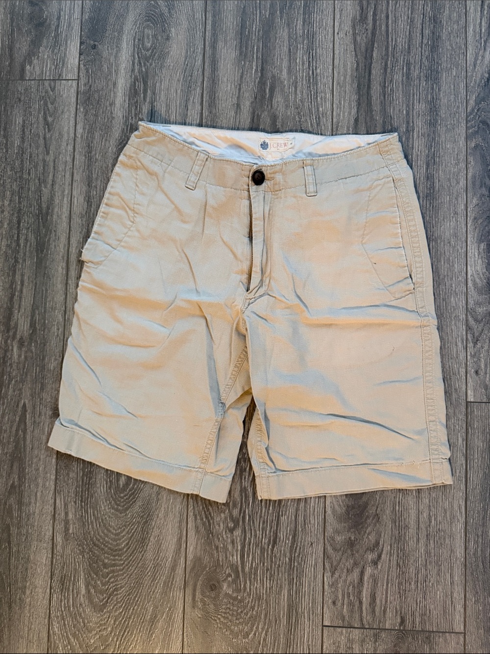 J. Crew - Linen & Cotton Blend Flat Front Chino Shorts in Cream - Size 30
